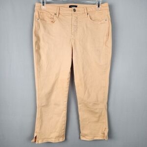 NYDJ Peach Crop Jeans Straight Leg Sz 10 Lift Tuck Technology